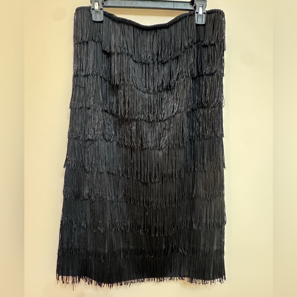 Express Black Fringe Strapless Dress Size 10 New With Tags
